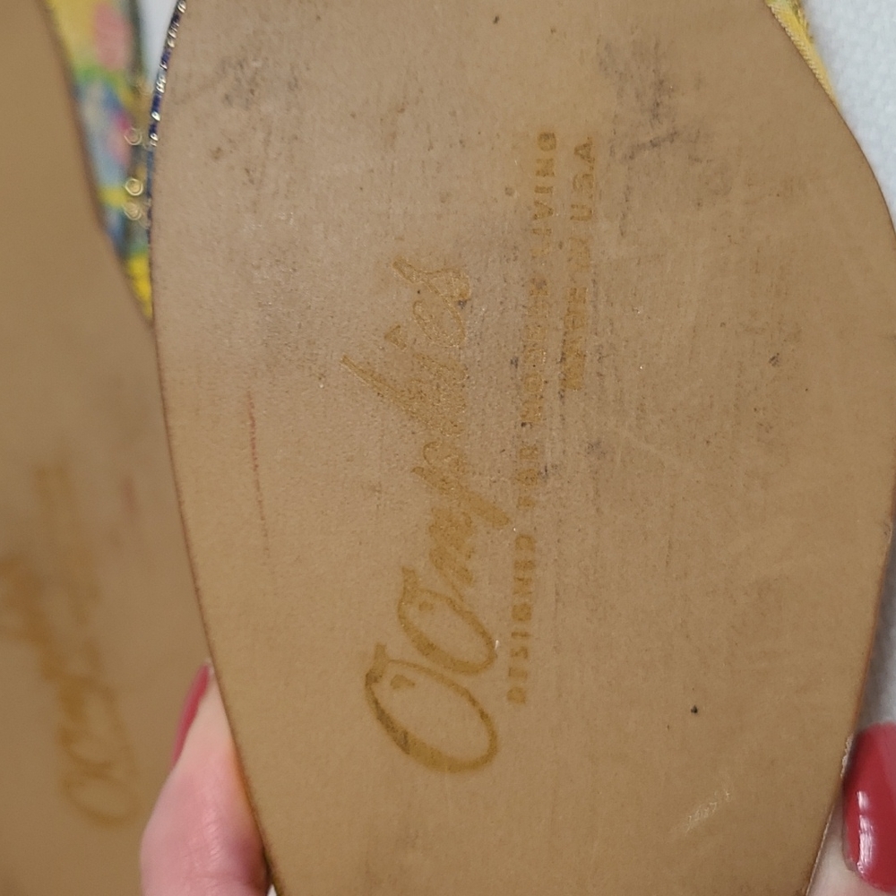 Vintage 1960's Oophies brocade slippers * gold multicolor * 7.5 N - Picture 9 of 11